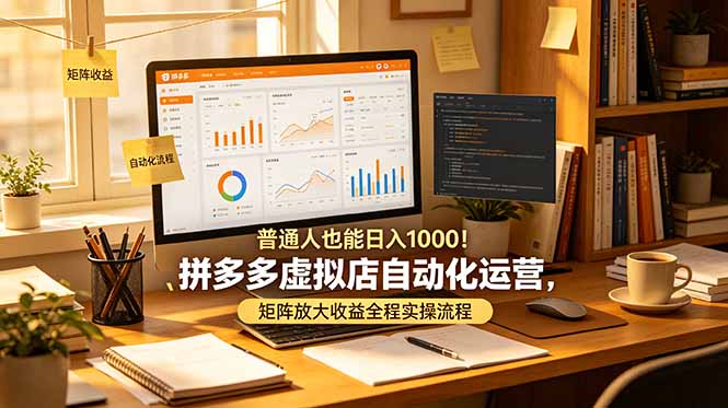 普通人也能日入 1000!拼多多虚拟店自动化运营,矩阵放大收益全程实操流程-巅峰研习社