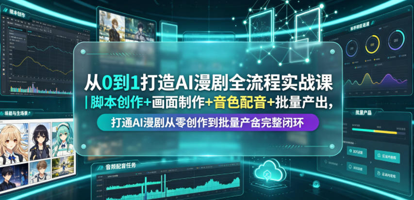 从0到1打造AI漫剧全流程实战课|脚本创作+画面制作+音色配音+批量产出,打通AI漫剧从零创作到批量量产完整闭环-巅峰研习社