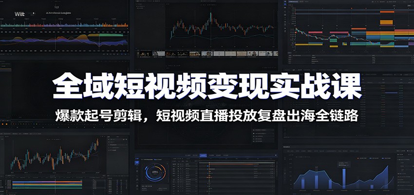 全域短视频变现实战课:爆款起号剪辑,短视频直播投放复盘出海全链路-巅峰研习社