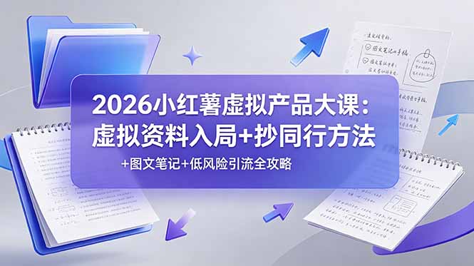 2026小红薯虚拟产品大课：虚拟资料入局+抄同行方法+图文笔记+低风险引流全攻略-巅峰研习社