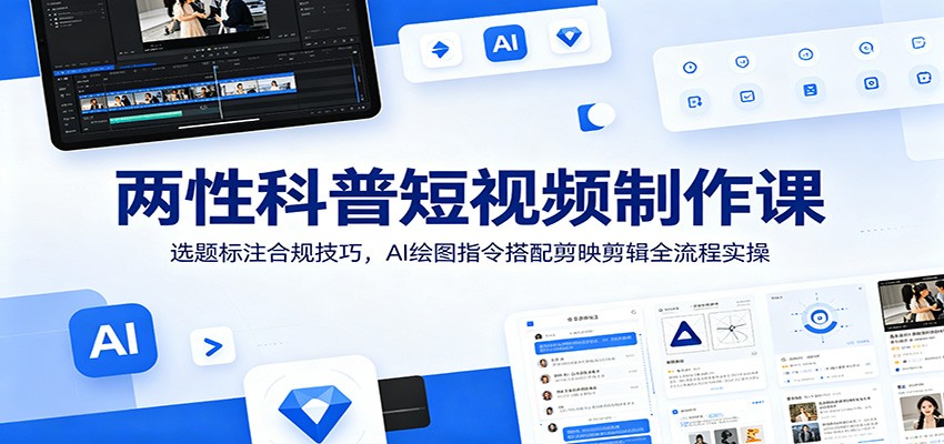 两性科普短视频制作课：选题标注合规技巧，AI绘图指令搭配剪映剪辑全流程实操-巅峰研习社
