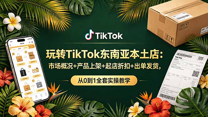 玩转TikTok东南亚本土店：市场概况+产品上架+起店折扣+出单发货，从0到1全套实操教学-巅峰研习社
