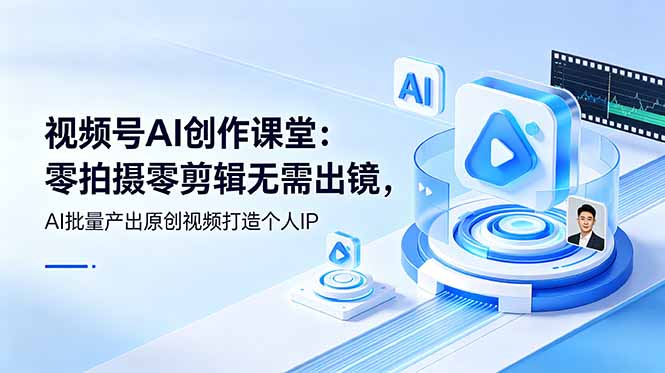 视频号AI创作课堂：零拍摄零剪辑无需出镜，AI批量产出原创视频打造个人IP-巅峰研习社