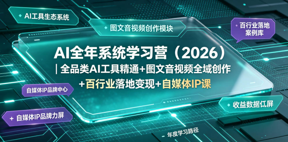 AI全年系统学习营(2026)｜全品类AI工具精通+图文音视频全域创作+百行业落地变现+自媒体IP打造年度进阶大课-巅峰研习社