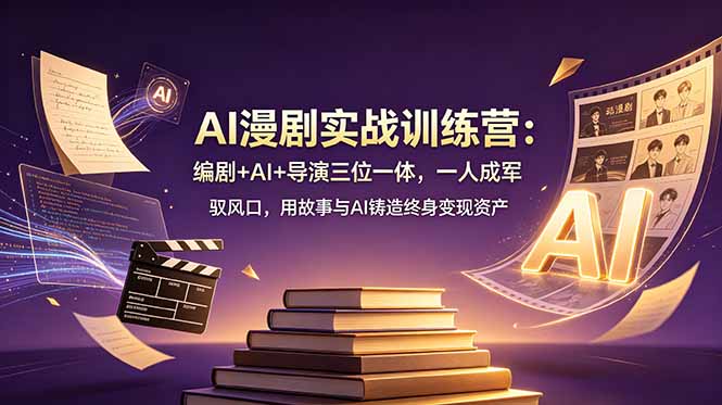 AI漫剧实战训练营：编剧+AI+导演三位一体，一人成军 驭风口，用故事与AI铸造终身变现资产-巅峰研习社