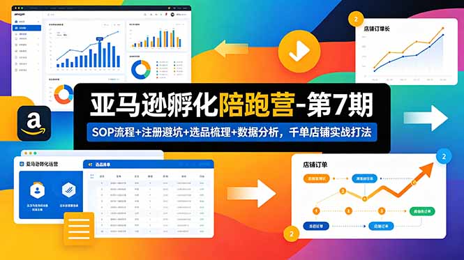 亚马逊孵化陪跑营-第7期：SOP流程+注册避坑+选品梳理+数据分析，千单店铺实战打法(更新0625-巅峰研习社