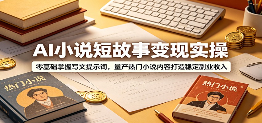 AI小说短故事变现实操：零基础掌握写文提示词，量产热门小说内容打造稳定副业收入-巅峰研习社