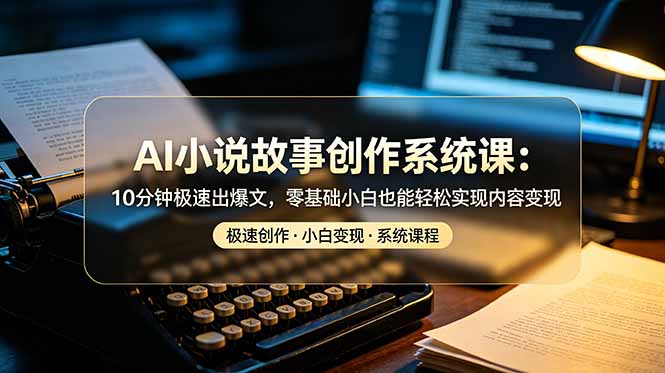 AI小说故事创作系统课：10分钟极速出爆文，零基础小白也能轻松实现内容变现-巅峰研习社