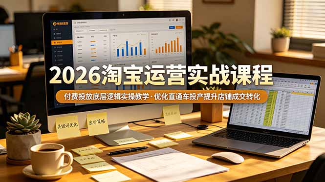 2026 淘宝运营实战课程，付费投放底层逻辑实操教学，优化直通车投产提升店铺成交转化-巅峰研习社