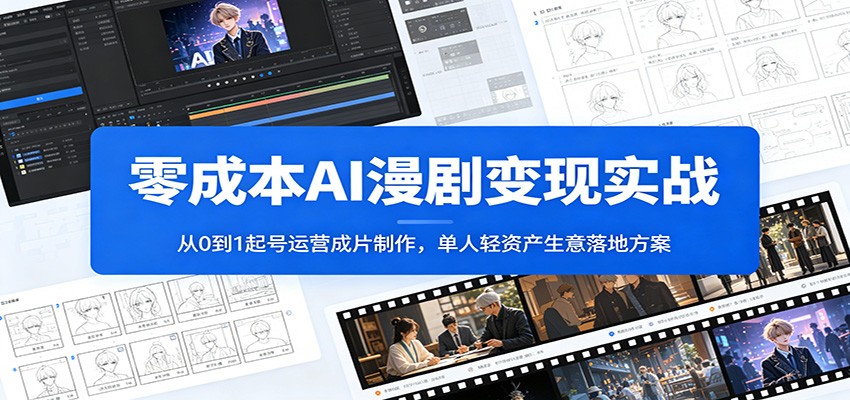 零成本AI漫剧变现实战：从0到1起号运营成片制作，单人轻资产生意落地方案-巅峰研习社