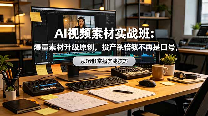 AI视频素材实战班：爆量素材升级原创，投产翻倍不再是口号，0-1系统教学实战落地-巅峰研习社