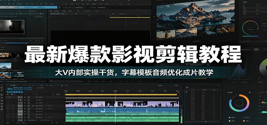 最新爆款影视剪辑教程：大V内部实操干货，字幕模板音频优化成片教学-巅峰研习社