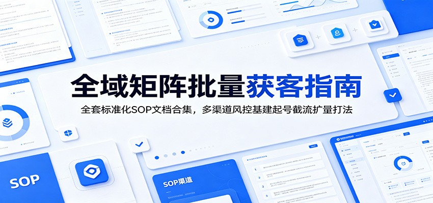 全域矩阵批量获客指南：全套标准化SOP文档合集，多渠道风控基建起号截流扩量打法-巅峰研习社