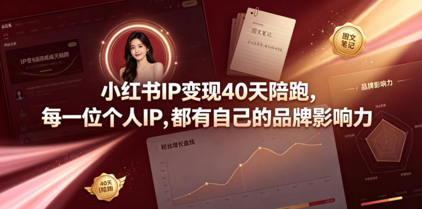 小红书IP变现40天陪跑，每一位个人IP，都有自己的品牌影响力-巅峰研习社