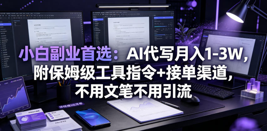 小白副业首选：AI代写月入1-3W，附保姆级工具指令+接单渠道，不用文笔不用引流【揭秘】-巅峰研习社