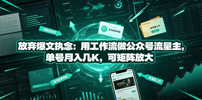 放弃爆文执念：用工作流做公众号流量主，单号月入几K，可矩阵放大-巅峰研习社