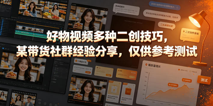 好物视频多种二创技巧，某带货社群经验分享，仅供参考测试-巅峰研习社