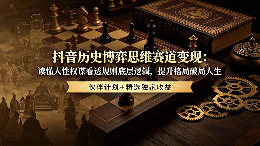 抖音历史博弈思维赛道变现：读懂人性权谋看透规则底层逻辑，提升格局破局人生，伙伴计划+精选独家收益-巅峰研习社