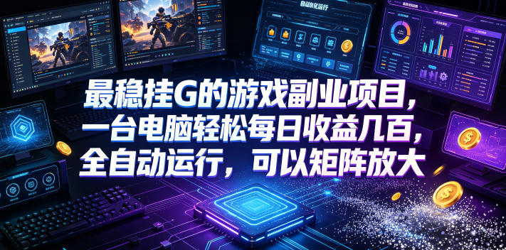 最稳挂G的游戏副业项目，一台电脑轻松每日收益几百，全自动运行，可以矩阵放大【揭秘】-巅峰研习社