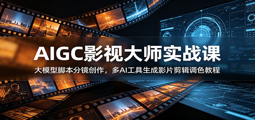 AIGC影视大师实战课：大模型脚本分镜创作，多AI工具生成影片剪辑调色教程-巅峰研习社