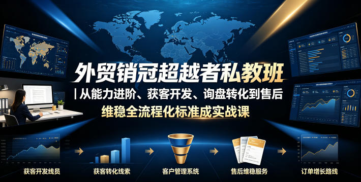 外贸销冠超越者私教班｜从能力进阶、获客开发、询盘转化到售后维稳全流程标准化成交实战课-巅峰研习社