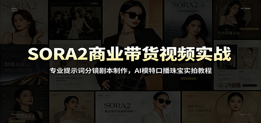 SORA2商业带货视频实战：专业提示词分镜剧本制作，AI模特口播珠宝实拍教程-巅峰研习社