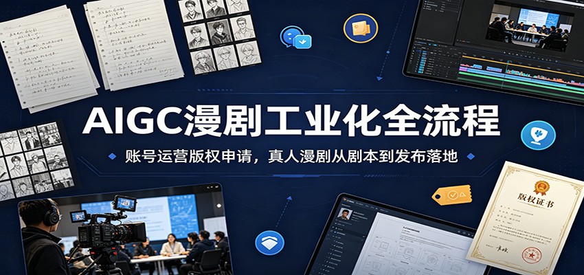 AIGC漫剧工业化全流程：账号运营版权申请，真人漫剧从剧本到发布落地-巅峰研习社