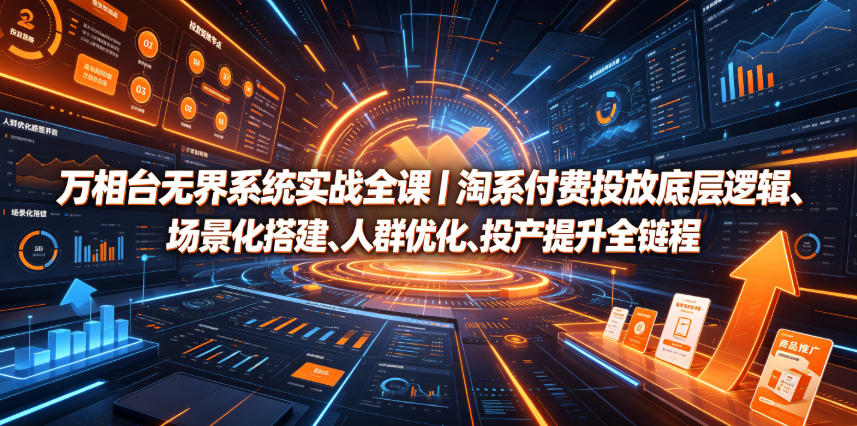 万相台无界系统实战全课｜淘系付费投放底层逻辑、场景化搭建、人群优化、投产提升全链路运营教程-巅峰研习社