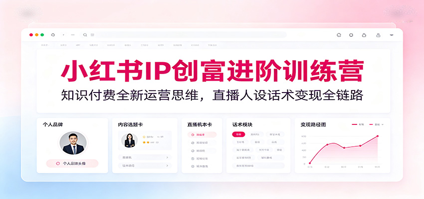 小红书IP创富进阶训练营：知识付费全新运营思维，直播人设话术变现全链路-巅峰研习社