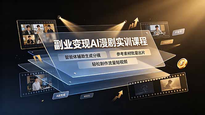 副业变现AI漫剧实训课程，智能体辅助生成分镜，参考素材批量出片，轻松制作流量短视频-巅峰研习社