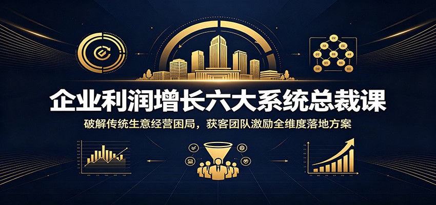 企业利润增长六大系统总裁课：破解传统生意经营困局，获客团队激励全维度落地方案-巅峰研习社