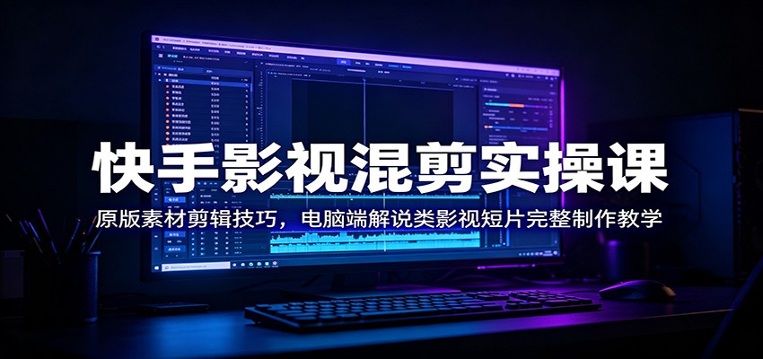 快手影视混剪实操课：原版素材剪辑技巧，电脑端解说类影视短片完整制作教学-巅峰研习社