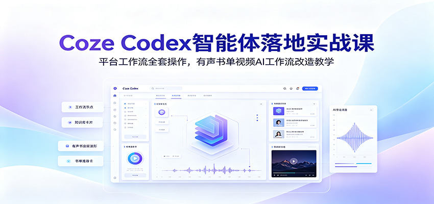 Coze Codex智能体落地实战课：平台工作流全套操作，有声书单视频AI工作流改造教学-巅峰研习社