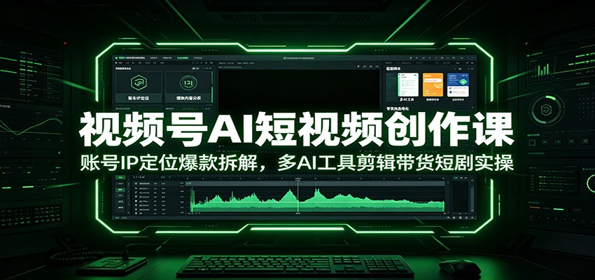 视频号AI短视频创作课：账号IP定位爆款拆解，多AI工具剪辑带货短剧实操-巅峰研习社