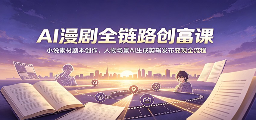 AI漫剧全链路创富课：小说素材剧本创作，人物场景AI生成剪辑发布变现全流程-巅峰研习社