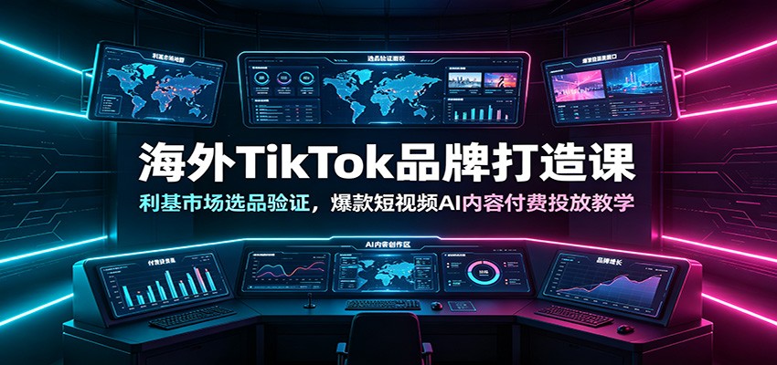海外TikTok品牌打造课：利基市场选品验证，爆款短视频AI内容付费投放教学-巅峰研习社