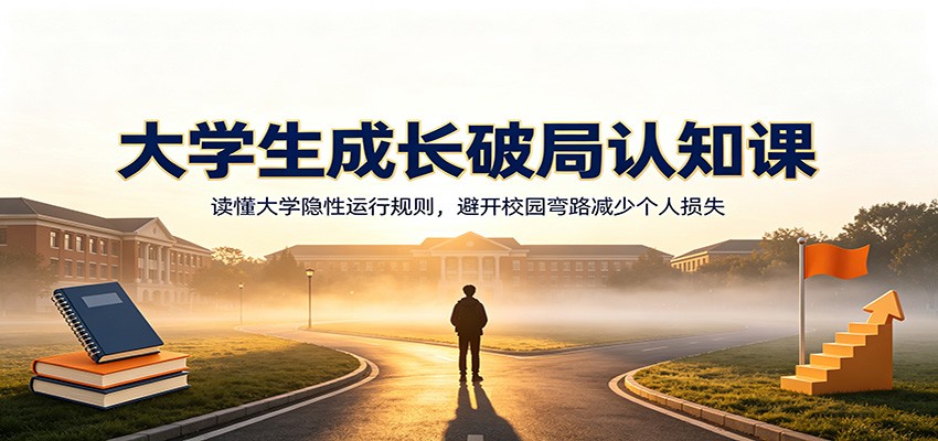 大学生成长破局认知课：读懂大学隐性运行规则，避开校园弯路减少个人损失-巅峰研习社