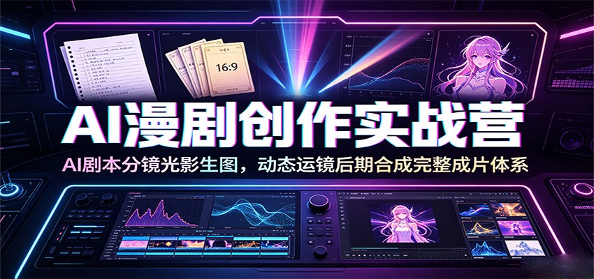 AI漫剧创作实战营：AI剧本分镜光影生图，动态运镜后期合成完整成片体系-巅峰研习社