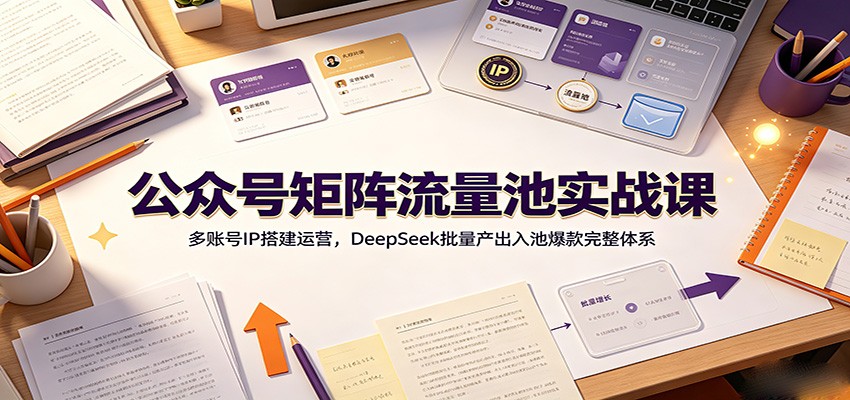 公众号矩阵流量池实战课：多账号IP搭建运营，DeepSeek批量产出入池爆款完整体系-巅峰研习社