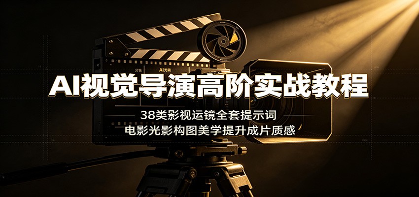 AI视觉导演高阶实战教程:38类影视运镜全套提示词,电影光影构图美学提升成片质感-巅峰研习社