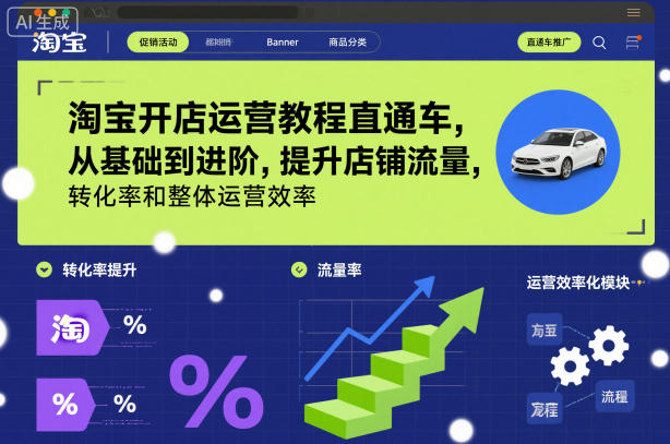 淘宝开店运营教程直通车，从基础到进阶，提升店铺流量，转化率和整体运营效率(更新26年07月11日)-巅峰研习社