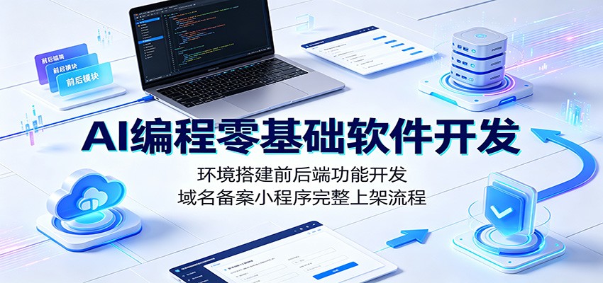 AI编程零基础软件开发:环境搭建前后端功能开发,域名备案小程序完整上架流程-巅峰研习社