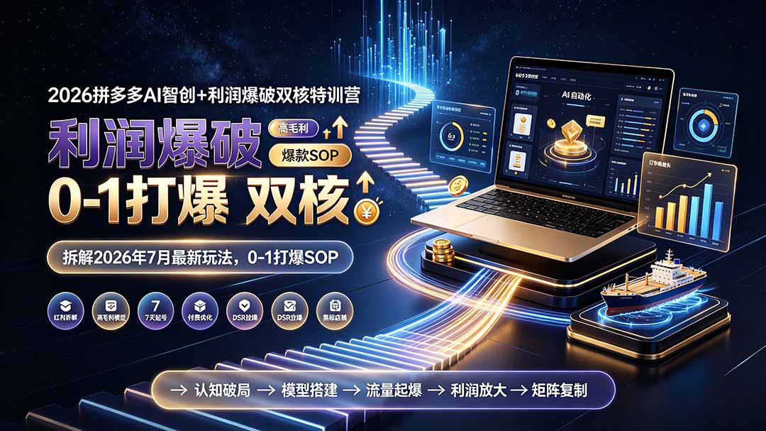 2026拼多多AI智创+利润爆破双核特训营-拆解2026年7月最新玩法，0-1打爆SOP-巅峰研习社