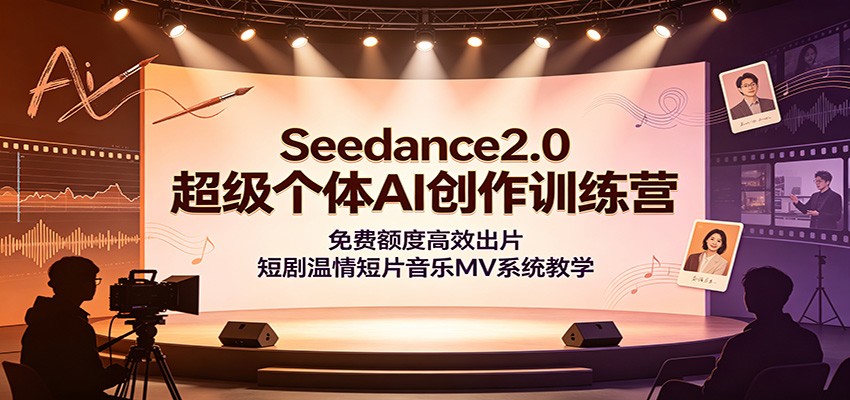 Seedance2.0超级个体AI创作训练营:免费额度高效出片,短剧温情短片音乐MV系统教学-巅峰研习社