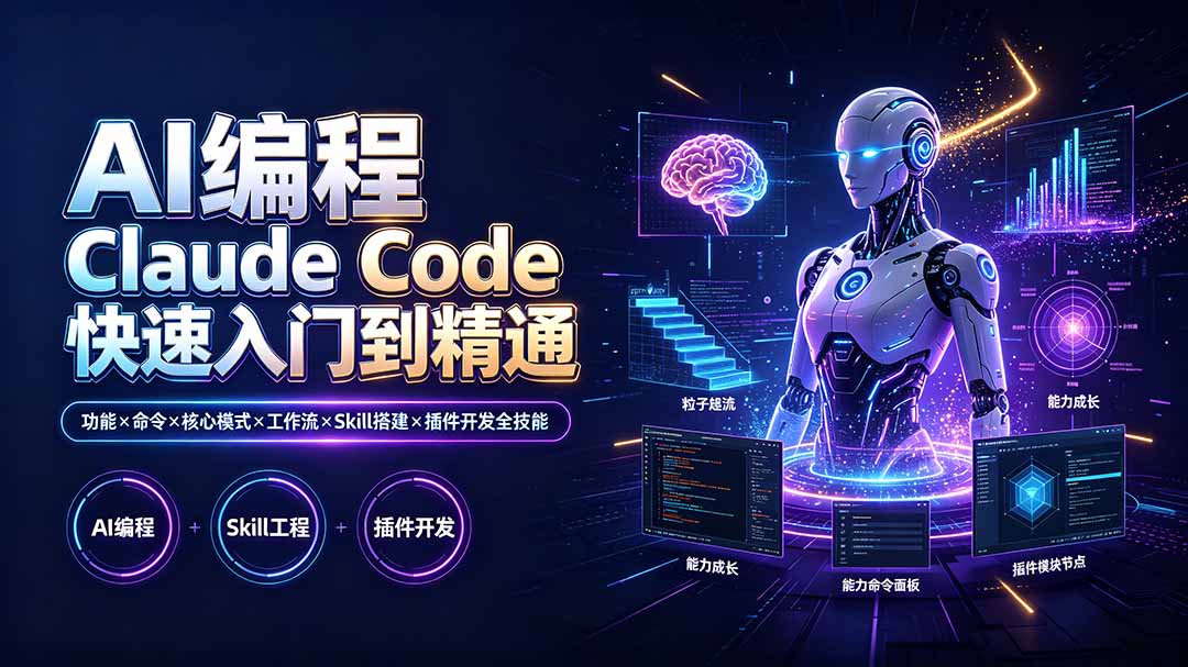 AI编程 Claude Code快速入门到精通：功能×命令×核心模式×工作流×Skill搭建×插件开发全技能-巅峰研习社