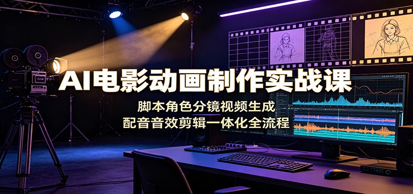 AI电影动画制作实战课：脚本角色分镜视频生成，配音音效剪辑一体化全流程-巅峰研习社