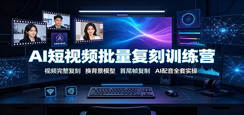 AI短视频批量复刻训练营：视频完整复刻，换背景模型、首尾帧复制、AI配音全套实操-巅峰研习社