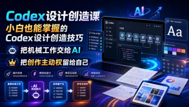 Codex设计创造课，小白也能掌握的Codex设计创造技巧，把机械工作交给AI，把创作主动权留给自己-巅峰研习社