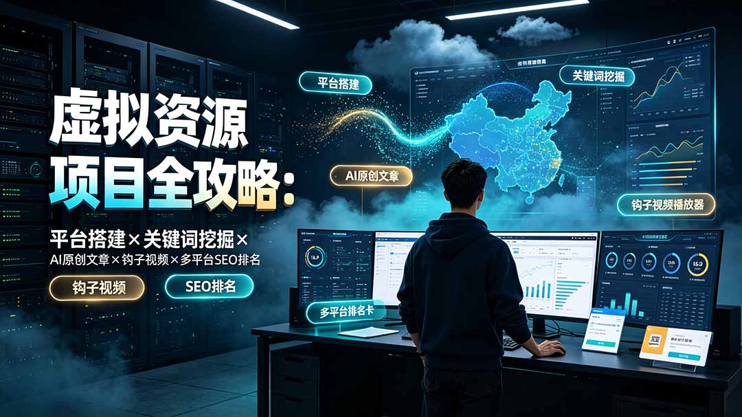 虚拟资源项目全攻略：平台搭建×关键词挖掘×AI原创文章×钩子视频×多平台SEO排名-巅峰研习社