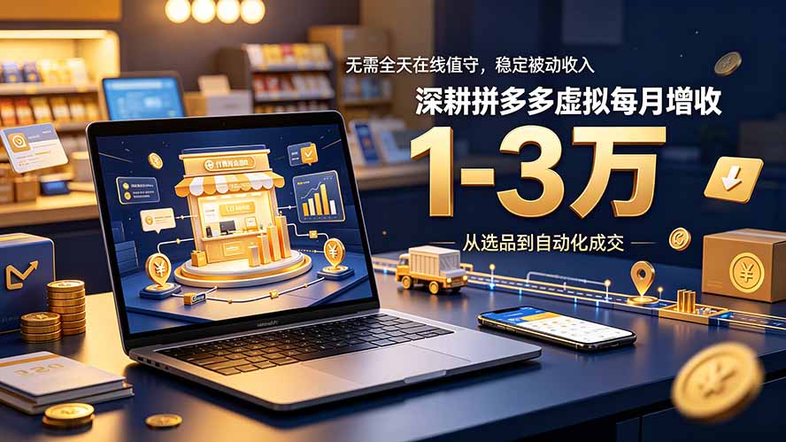 无需全天在线值守，稳定被动收入，深耕拼多多虚拟每月增收 1-3 万-巅峰研习社